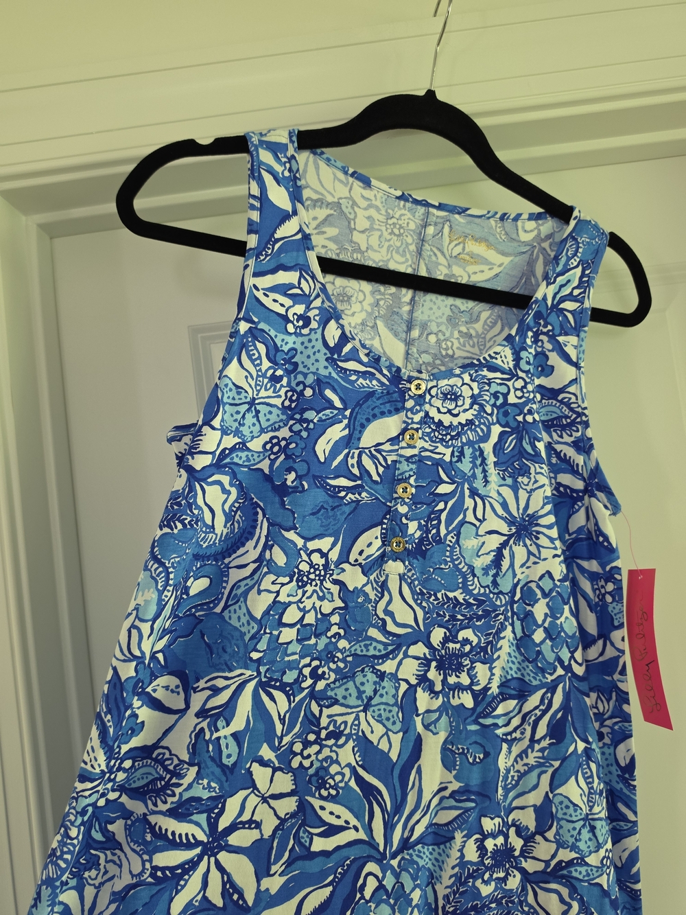 NWT Lilly Pulitzer Blue and White Floral Sleeveless Dress - Picture 2 of 9